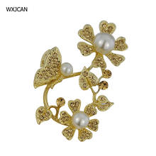 WXJCAN Flower butterfly brooch for wedding bouquets Simulated pearl full rhinestone brooch  broche brosche broszka B5082 2024 - buy cheap