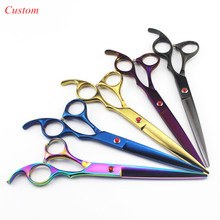 Custom Japan 440c 7 inch Color pet dog grooming cut hair scissors dog shears grooming cutting berber makas hairdressing scissors 2024 - buy cheap