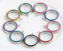 Pingente de medalhão de memória magnético, pingente redondo com 9 cores de vidro colorido de 30mm para joalheria, 10 tamanhos 2024 - compre barato
