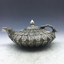 Chinese Old Tibetan Silver Copper Hand Carved Cupronickel Flower Phoenix Teapot Wine Pot 2024 - buy cheap