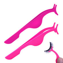 Beauty Eyes Extension 1Pcs Stainless Steel False Eyelashes Tweezers Clip Applicator Fake Eye Lash Makeup Tools Tweezers Pink 2024 - buy cheap