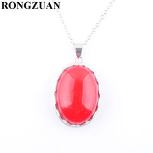 RONGZUAN Natural Pendant Red Jades Stone Beads Egg Shape Bead Pendant Necklace Silvers Chain Necklace women Jewelry TN3340 2024 - buy cheap