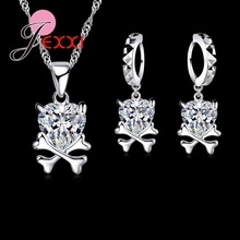 Cute Cartoon Shape 925 Sterling Silver Jewelry Sets Crystal Pendant Necklace Earrings Birthday Jewelry Sets For Women 2024 - buy cheap