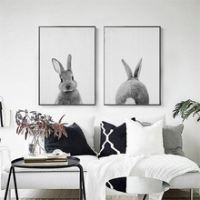 Живопись на холсте кавайные животные, мультфильмы, постеры с изображением кролика, скандинавский минималистичный Детский Настенный художественный Рисунок для детской комнаты, домашний декор 2024 - купить недорого