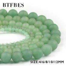 Btfbes miçangas de pedra verde fosca, contas redondas de alta qualidade para joias bola 4 6 8 10 12mm, faça você mesmo 2024 - compre barato