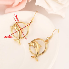 cute round Dolphin Gold Color Copper Earring  Women/Gril Gift Lovely Cute Animal Charm Jewelry kids gift diy charms 2024 - buy cheap