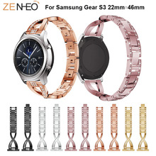 Ремешок металлический для Samsung Gear S3 22 мм, браслет со стразами для Samsung Gear S3 Watch 46 мм, сменный Браслет 2024 - купить недорого
