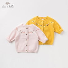 DBM11015-cárdigan de moda para niñas, abrigo para niños pequeños, suéter de punto floral bonito para niños 2024 - compra barato