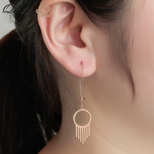 QIMING Geometric Circle Tassel Dangle Earrings For Women Fashion Vintage Stainless Steel Jewelry Simple Long Earrings Bijoux 2024 - buy cheap