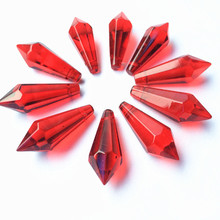 Top Quality 120pcs Red Color Glass Chandelier Icicles Pendants Crystal Prisms Lamp Parts Hanging Drops ( Free metal Jump Rings) 2024 - buy cheap