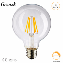 Grensk-Lámpara Led de globo G80, 4W, 6W, Bombilla Edison luz con filamento LED, blanco cálido, 2700K, E27, 220V, Bombilla Retro no regulable 2024 - compra barato