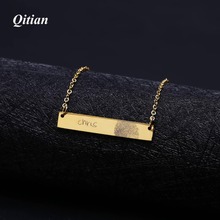 Personalized Fingerprint  Bar Necklace For Women Custom Handwriting Name Gold Color Stainless Steel Men Jewelry Christmas Gift 2024 - buy cheap