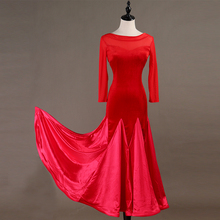 Vestidos para competição de dança de salão, vestidos de valsa de dança padrão, vestido feminino vermelho mq054 2024 - compre barato