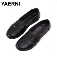 Yaerni 2019new feminino ballet flats shoesslip em mocassins de couro macio das mulheres rasas sapatos de barco bailarina zapatos mujer 2024 - compre barato