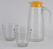 Стеклянная бутылка для воды, волнистый стиль, 1 чайник + 2 чашки, комплект из 3 предметов, питьевая посуда для сока 2024 - купить недорого