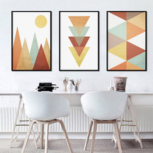 Abstract Geometric Mountain Sun Modern Nordic Posters And Prints Wall Art Canvas Painting Wall Pictures for Living Room Decor 2024 - buy cheap