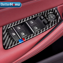 BetterHumz-panel de elevación de ventana para coche, calcomanías de fibra de carbono para BMW serie 5 G30, 4 unids/lote 2024 - compra barato