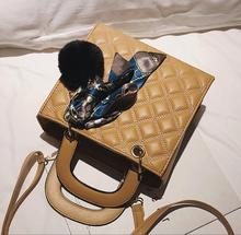European Fashion Female Tote bag 2021 New Quality PU Leather Women's Designer Handbag Ribbon Hair ball Shoulder Messenger bags 2024 - buy cheap