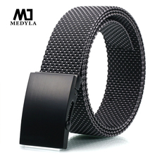 MEDYLA Men's belt High Quality Nylon Black Zinc Alloy Buckle Spot Body Casual Belts For Men MD001 2024 - buy cheap