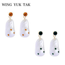 wing yuk tak Fashion Simple Simulated Pearl Hanging Water Drop Earings For Women Statement Office Earrings Jewelry Wholesale 2024 - buy cheap
