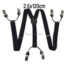 larger Men's suspenders casual Fashion braces High quality leather women's suspender Adjustable 6 clip Belt Strap 2.5*120cm 2024 - buy cheap
