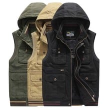 Autumn Winter Hooded Fashion Vest Fleece Sleeveless Coat Jacket Men Casual Waistcoat Thick Warm Vest Multi Big Pocket Plus Size 2024 - buy cheap