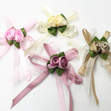 10pcs U pick satin ribbon flowers bows with Appliques Craft DIY Wedding B326 2024 - buy cheap