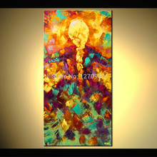 Hand Painted Abstract Style Oil Painting on Canvas Handmade Wall Artwork Gold Colorful Portrait Dancer Girl Canvas Paint Decor 2024 - buy cheap