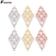 Fostfo 1pc Bling Bling Micro Pave CZ Zircon Hollow Net or ECG Charms Connectors DIY Bracelet Bangles Necklace Jewelry Findings 2024 - buy cheap