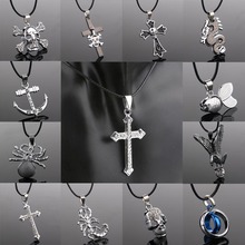 Fashion Jewelry PU Leather Necklace Rhinestone Crystal Cross Skull Animal Shaped Charm Pendant Necklace For Women Men Gifts 2024 - buy cheap