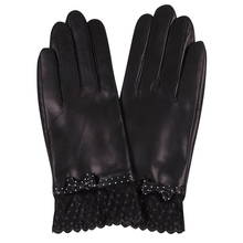 Genuine Leather Gloves Female Winter Driving Non-Slip Thicken Plush Lined Elegant Butterfly Knot Sheepskin Gloves L18009NC 2024 - buy cheap