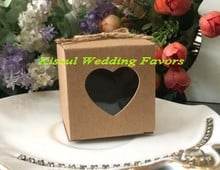 (100 Pieces/lot) Creative Wedding Decoration Gift box with PVC window of Kraft Love heart Candy box For Party Favor box gift 2024 - buy cheap