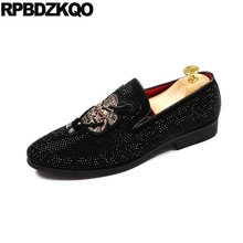 Summer Elevator Men Embroidery China Rhinestone High Quality Printed Pointed Toe Runway Black Shoes Brand Famous Fashion Loafers 2024 - buy cheap