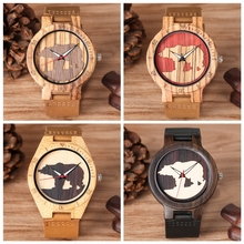 YISUYA Minimalist Three-dimensional Polar Bear Pattern Quartz Natural Wood Watch for Men Luminous Function Leather Watches Gift 2024 - buy cheap