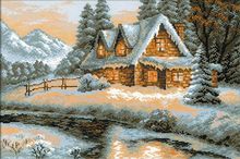 Amishop Top Quality Beautiful Hot Sell Counted Cross Stitch Kit Winter View Snow House Home On The Lake River Riolis 1080 2024 - buy cheap