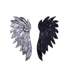 Clothing Women Shirt Top Diy Large Patch Wings Silver Black Sequins deal with it T-shirt girls Patches for clothes Sticker Badge 2024 - buy cheap