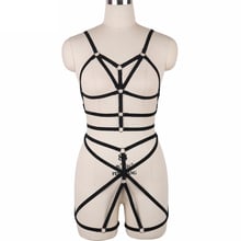 Sexy Elastic Body Harness Set Full Body Bondage Crop Top Cage Bra + Thigh Garter 90's Pole Dance Fetish Wear N0045 2024 - buy cheap