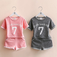 Girls Clothing Set 2021 Summer 2 3 4 5 6 7 8 9 10 Years Old Kids Girl Number Letter Print Short Sleeve T Shirt+Shorts Sports Set 2024 - buy cheap