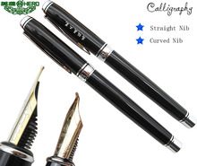 2x Fountain Pen Black M Straight Nib or Curved Nib to choose Original HERO 6055 office and school Calligraphy pens FREE SHIPPING 2024 - buy cheap