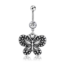 Retro Surgical Steel Dangle Navel Rings Cute Animal Navel Bars Butterfly Belly Button Ring Fashion Piercing Body Jewelry Gifts 2024 - buy cheap