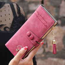 Women Wallets Matte PU Leather Lady Handbags Hasp Tassel Zipper Clutch Coin Purse Cards Holder Moneybags Woman Burse Wallet Bags 2024 - buy cheap