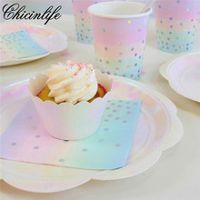 Chicinlife 12Pcs Iridescent Foil Cupcake Wrappers Holder Wedding Birthday Party Bridal Shower Decoration Supplies 2024 - buy cheap