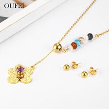 OUFEI Charm Necklace Earrings Set Woman Vogue 2019 Stainless Steel Jewelry Accessories Bohemian wholesale lots bulk 2024 - buy cheap