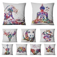 Yoga Art Painting Printed Cushion Decorative Pillow Watercolor Zen Pillowcase Home Decor Sofa Throw Pillow Almofadas 45*45cm 2024 - buy cheap