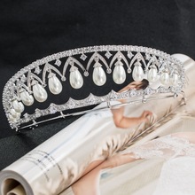 Tiara clássica tiara cúbica zircônia cúbica para casamento, grande tiara diadema para mulheres festa acessórios de joias ch10080 2024 - compre barato