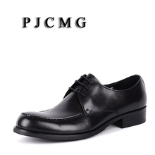 Pjcmg-sapato masculino de couro legítimo, casual, marrom/vermelho/preto, fivela de bico fino, sapato para escritório e profissional 2024 - compre barato