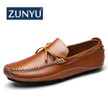ZUNYU 2019 New Men leather Casual Shoes Slip on Lightweight Male Fashion Sneakers Driving Boat Shoes Cheap Spring Flat Loafers 2024 - buy cheap