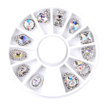 12 estilos de roda de arte de unha, pedras preciosas de diamante, metal, brilho de cristal ab, acessórios 3d de joias, ferramentas de manicure, decoração diy 2024 - compre barato