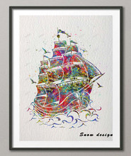 Rikivity Pirate Ship Sail Boat poster prints Picture wall art canvas painting Nautical Sea Wall Decal home Decoration 2024 - buy cheap