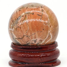 Натуральный шарик из яшмы с красным серебряным листом, минеральная кварцевая Сфера, ручной массажный хрустальный шарик, исцеляющий фэн-шуй, аксессуары для домашнего декора 30 мм 2024 - купить недорого